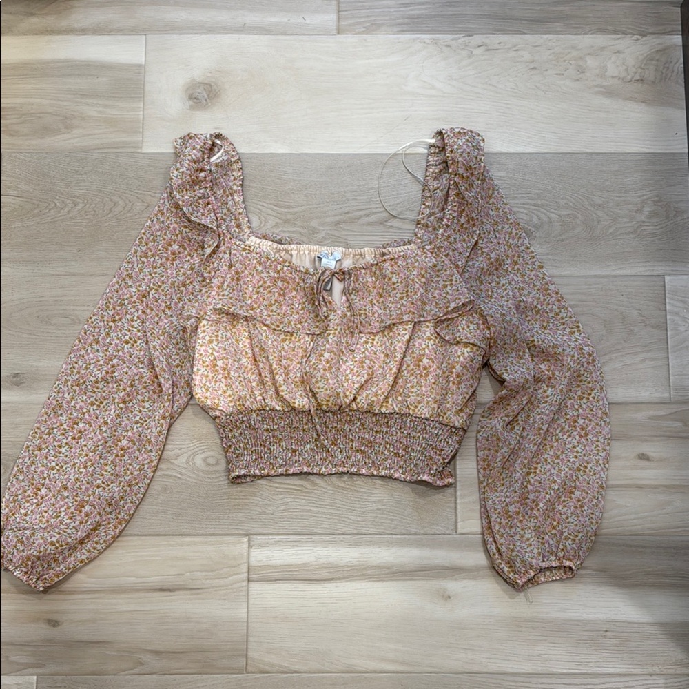 Long sleeve shirt smocked floral size large part of set